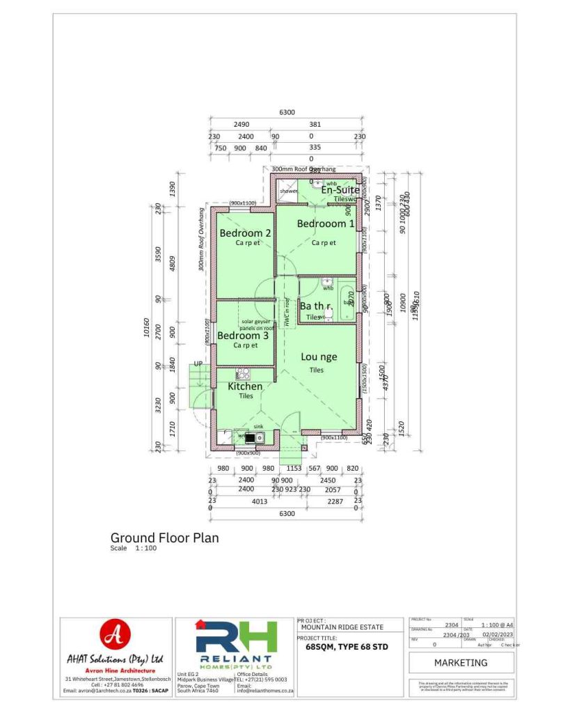 Reliant Homes, Mountain Ridge Estate, Western Cape, Paarl, House Plans